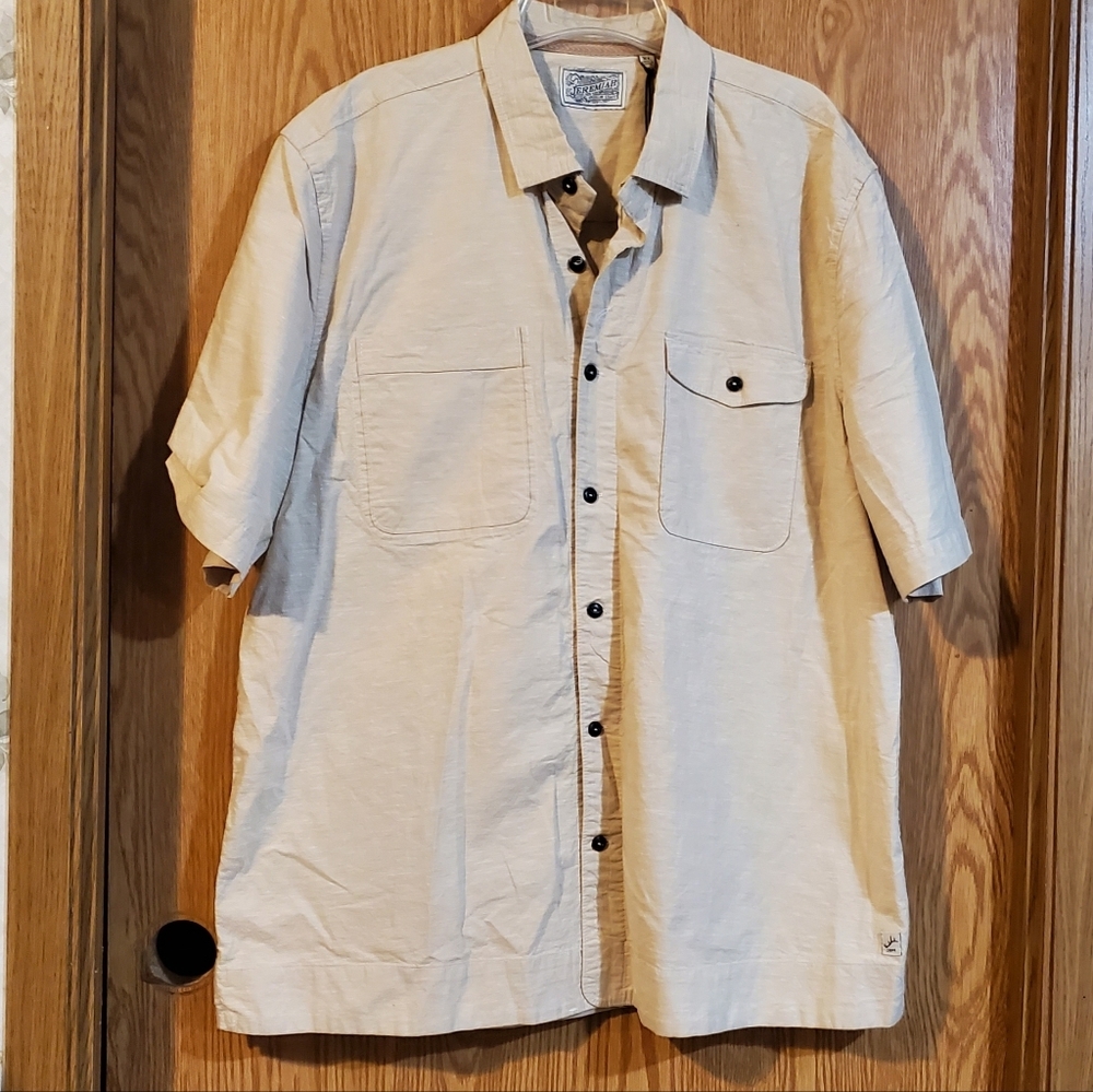 Jeremiah Kenton slub oxford shirt khaki linen blend size XL